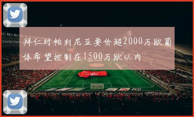 拜仁对帕利尼亚要价超2000万欧葡体希望控制在1500万欧以内